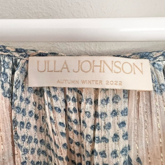 NWOT Ulla Johnson Pauline Printed Silk Chiffon Blouse Moonstone Blouse Size 6 - Picture 4 of 6